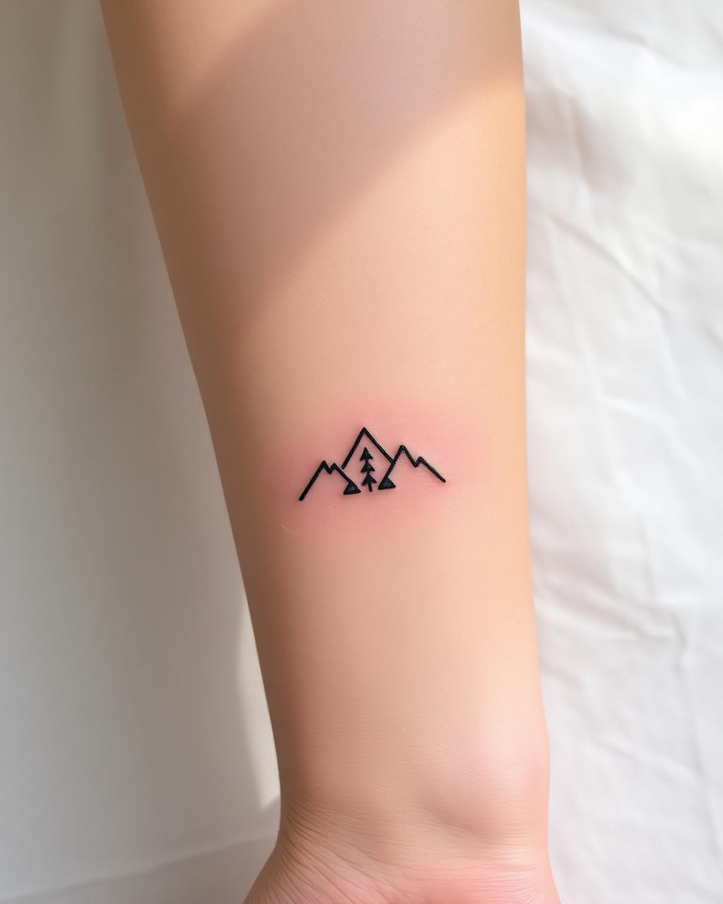 Final tattoo: A mountain reduced to a few lines